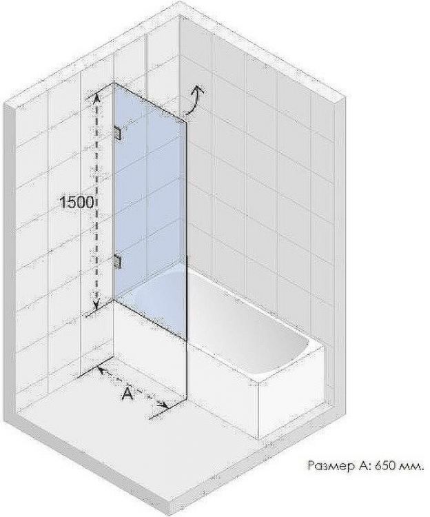 Шторка на ванну Riho VZ Scandic NXT X108 65x150 P G001136120 (GX00562C2) профиль Хром стекло прозрачное