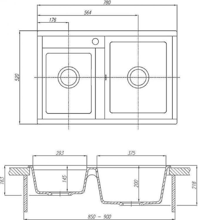 Кухонная мойка Aquaton Делия 78 DBL 1A723132DE280 Кофе