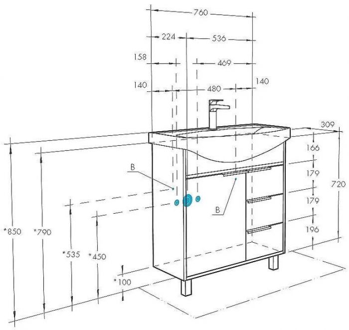 Тумба под раковину Aquaton Рико 80 1A215401RIB90 Белый Ясень фабрик