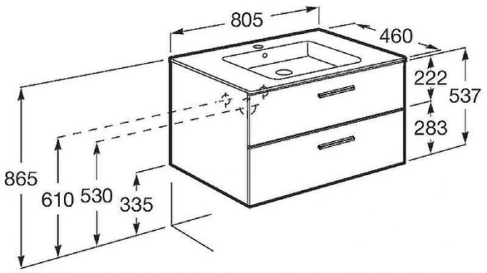 Тумба под раковину Roca Victoria 80 A857470806 подвесная Белый глянец