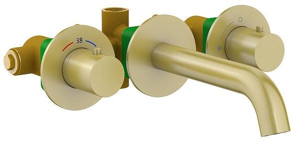 Смеситель для раковины Timo Saona 2381/17SM с термостатом цвет Золото матовое