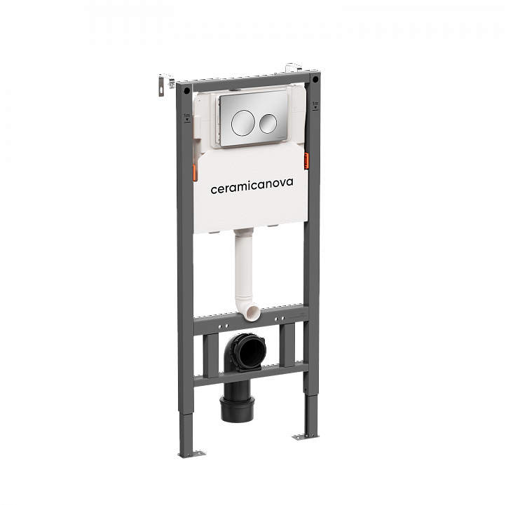 Система инсталляции для унитазов CERAMICANOVA Balance с кнопкой смыва Circle, цвет хром глянцевый, с креплениями, CN121001CH