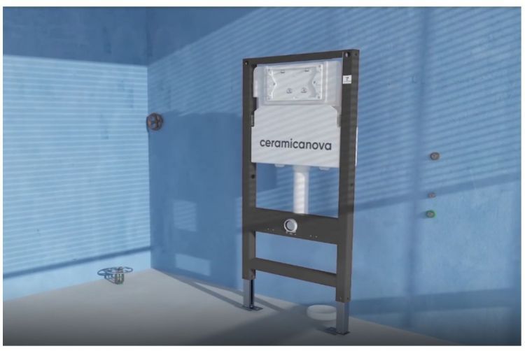 Система инсталляции для унитазов CERAMICANOVA Balance с кнопкой смыва Circle, цвет хром глянцевый, с креплениями, CN121001CH