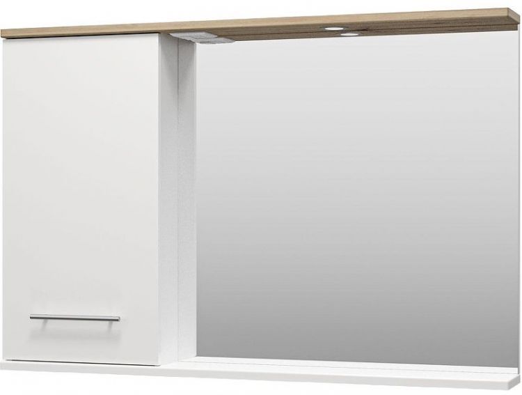 Зеркало со шкафом Misty Респект 120 L Э-Рес02120-1Л с подсветкой Белое Дуб Артизан Зеркало со шкафом Misty Респект 120 L Э-Рес02120-1Л с подсветкой Белое Дуб Артизан
