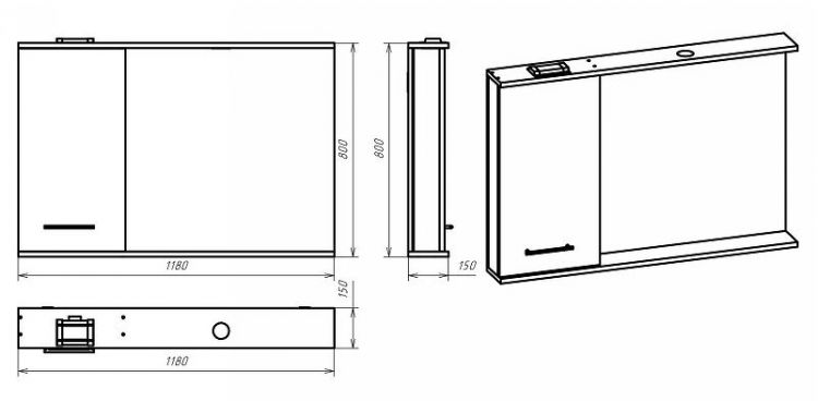 Зеркало со шкафом Misty Респект 120 L Э-Рес02120-1Л с подсветкой Белое Дуб Артизан Зеркало со шкафом Misty Респект 120 L Э-Рес02120-1Л с подсветкой Белое Дуб Артизан
