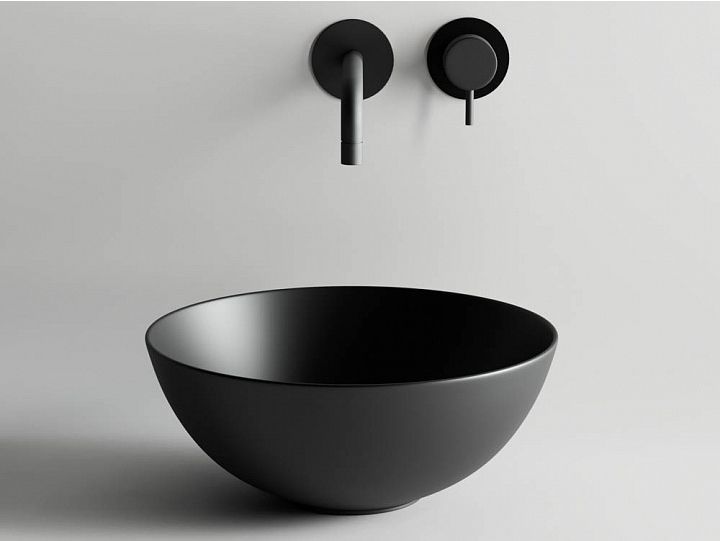 Умывальник CERAMICANOVA Element чаша накладная круглая 358 мм (цвет Чёрный Матовый) CN6004