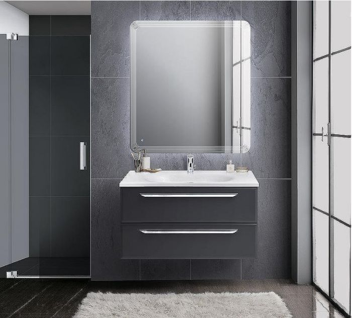 Тумба под раковину Cezares Eco 90 ECO-900-2C-SO-GR-P подвесная Grafito