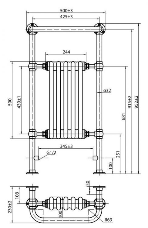 Полотенцесушитель напольный, проточный MILANO Cezares Полотенцесушитель напольный, проточный MILANO Cezares