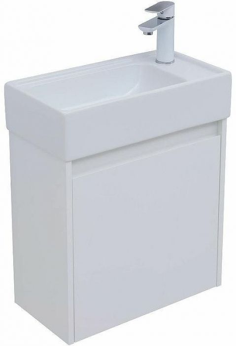 Тумба с раковиной Aquanet Nova Lite 50 302522 подвесная Белый глянец
