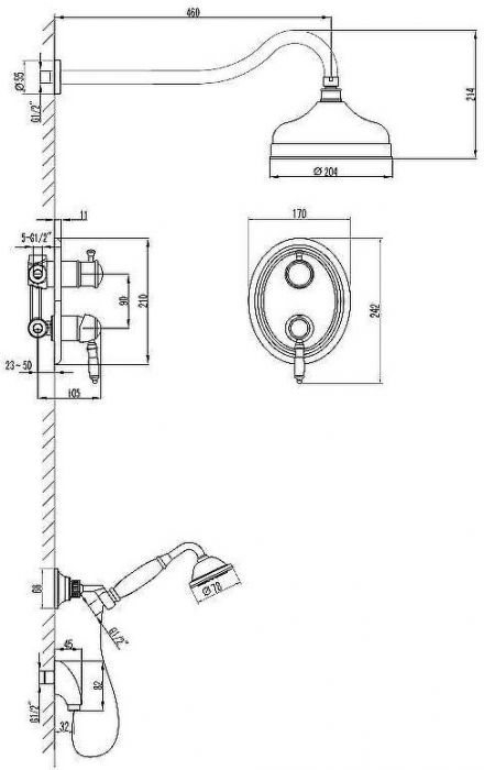 Душевая система Lemark Villa LM4829B Бронза