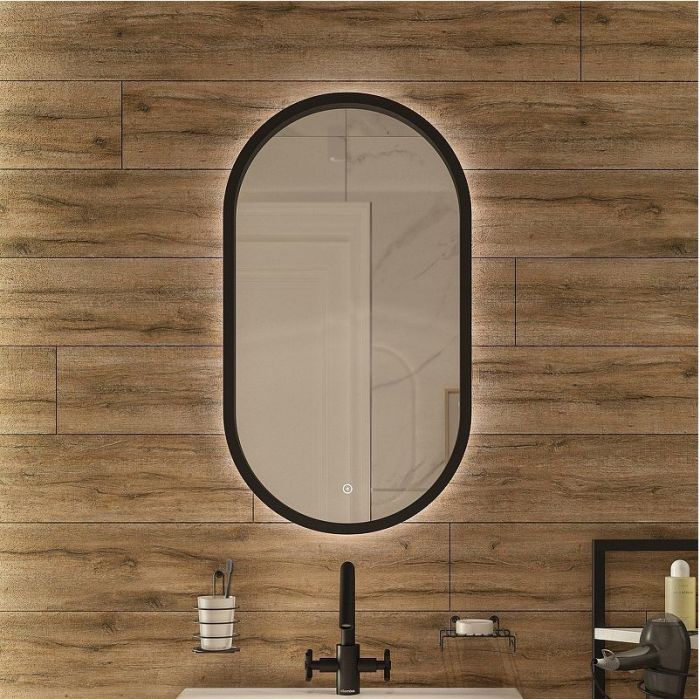 Зеркало DIWO Казань 45 ЗЛП1723 с подсветкой цвет Черный с сенсорным выключателем