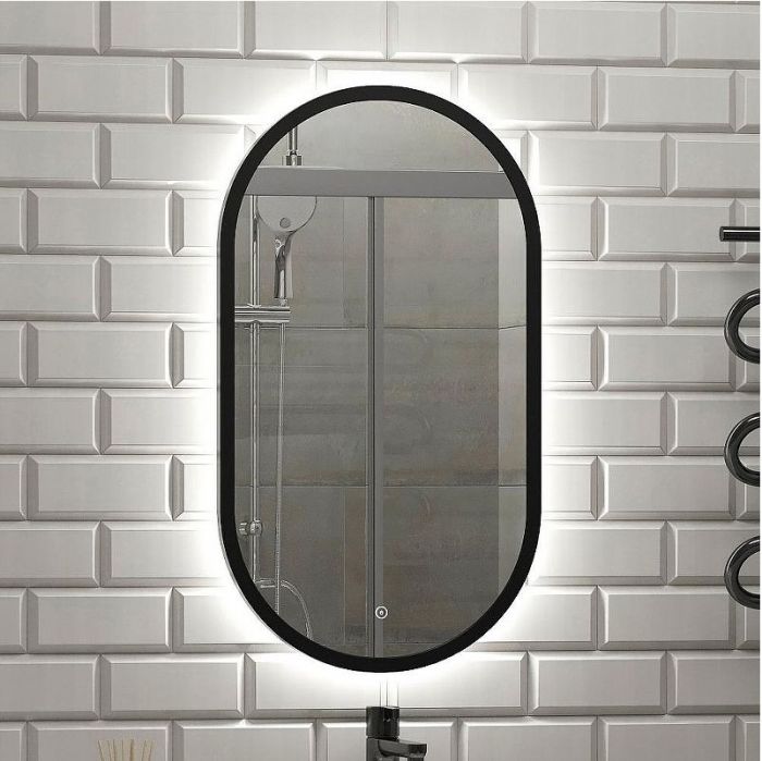 Зеркало DIWO Казань 45 ЗЛП1723 с подсветкой цвет Черный с сенсорным выключателем