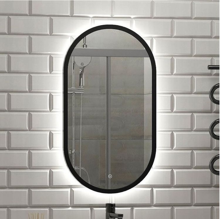 Зеркало DIWO Казань 45 ЗЛП1723 с подсветкой цвет Черный с сенсорным выключателем