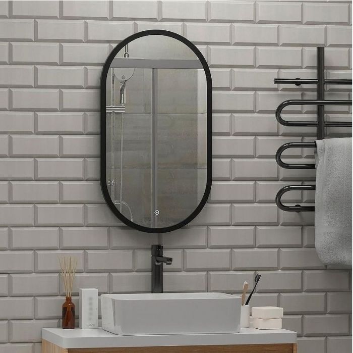 Зеркало DIWO Казань 45 ЗЛП1723 с подсветкой цвет Черный с сенсорным выключателем