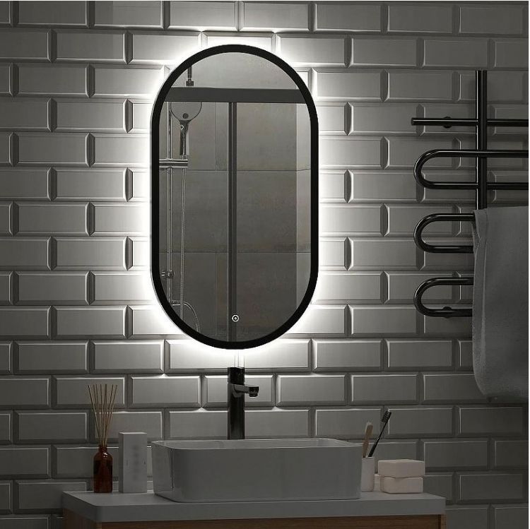 Зеркало DIWO Казань 45 ЗЛП1723 с подсветкой цвет Черный с сенсорным выключателем