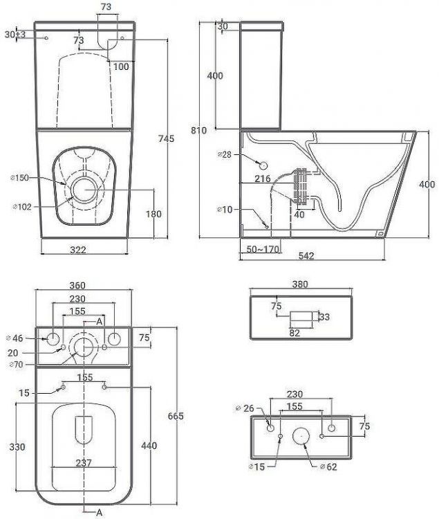 Унитаз компакт Hansmann keramik Kvadro УНИ0005 с бачком и сиденьем Микролифт