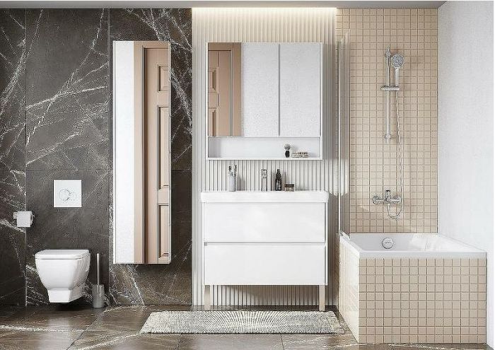 Зеркальный шкаф Aquaton Сканди 90 1A252302SD010 Белый