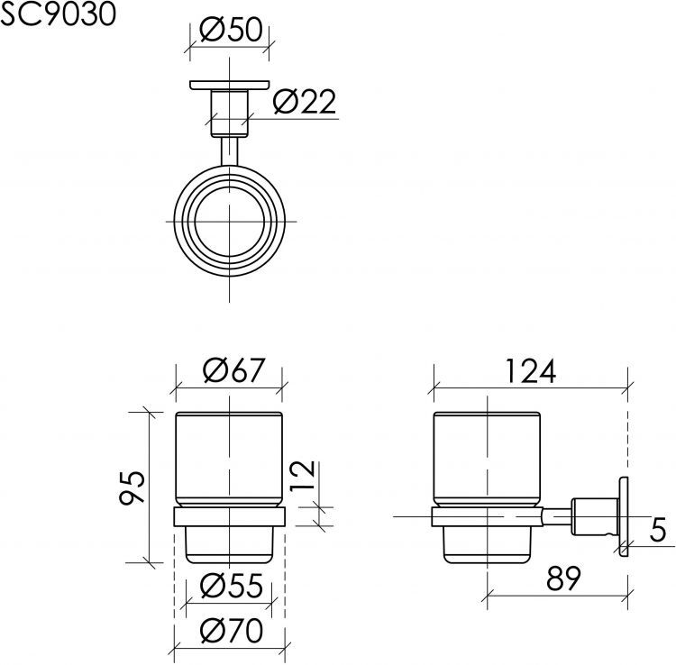 Держатель для зубных щеток SANCOS Base, вороненая сталь, SC9030GG