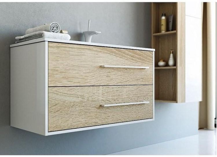 Тумба под раковину Aqwella 5 Stars Майами 90 Mai.01.09/R Дуб сонома Белая