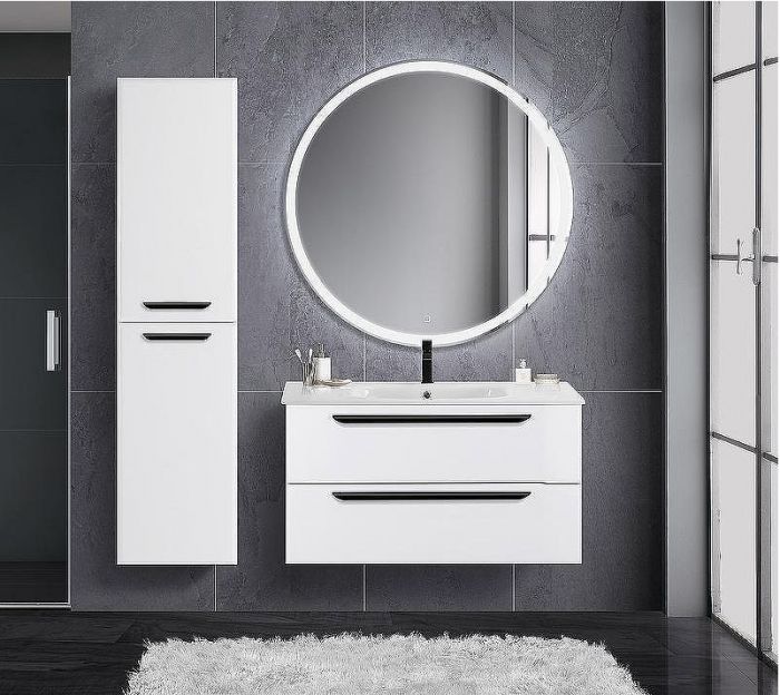 Тумба под раковину Cezares Eco-Cer 80 ECO-CER-800-2C-SO-BL подвесная Bianco Lucido без ручек