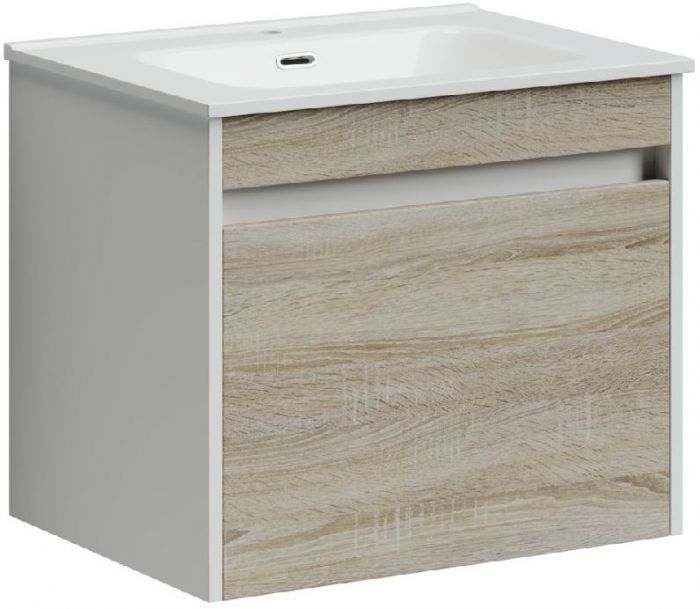 Тумба подвесная SANCOS под раковину Smart, дуб бардолино/белый 590х450х500, SM60E