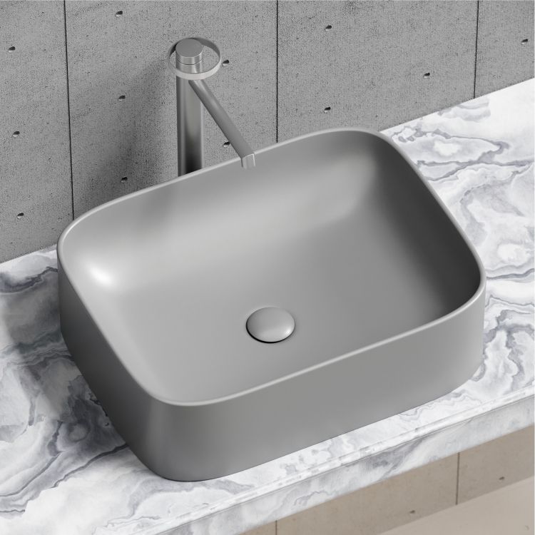 Умывальник чаша SANCOS Element накладная прямоугольная (цвет Антрацит Матовый) 505x380x150мм, CN6052MH