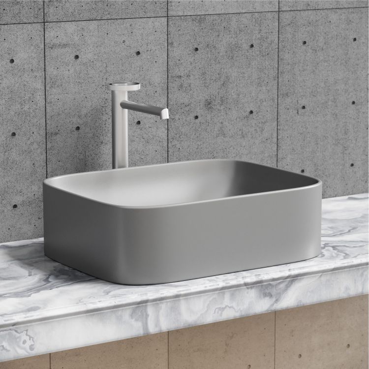 Умывальник чаша SANCOS Element накладная прямоугольная (цвет Антрацит Матовый) 505x380x150мм, CN6052MH