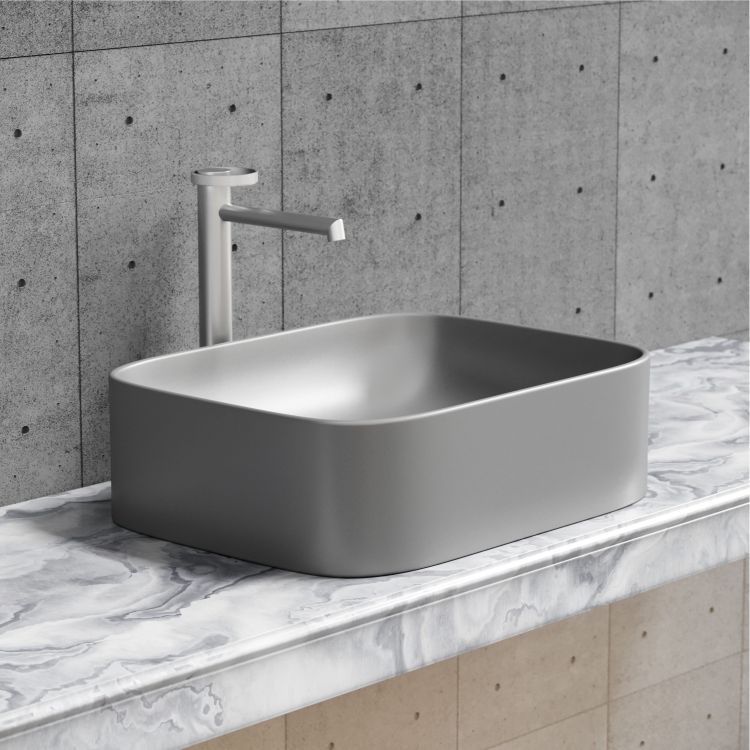 Умывальник чаша SANCOS Element накладная прямоугольная (цвет Антрацит Матовый) 505x380x150мм, CN6052MH