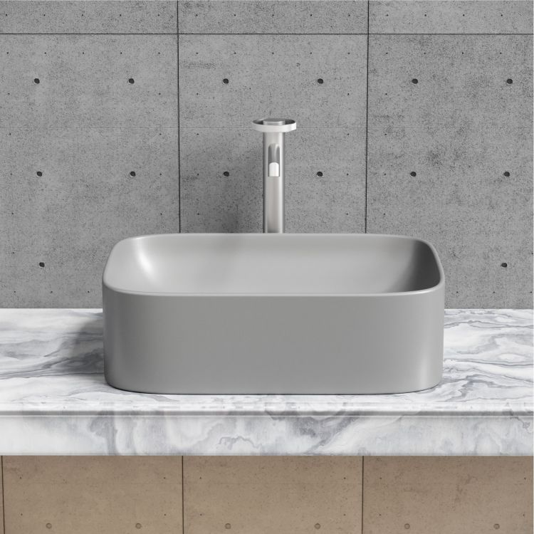 Умывальник чаша SANCOS Element накладная прямоугольная (цвет Антрацит Матовый) 505x380x150мм, CN6052MH