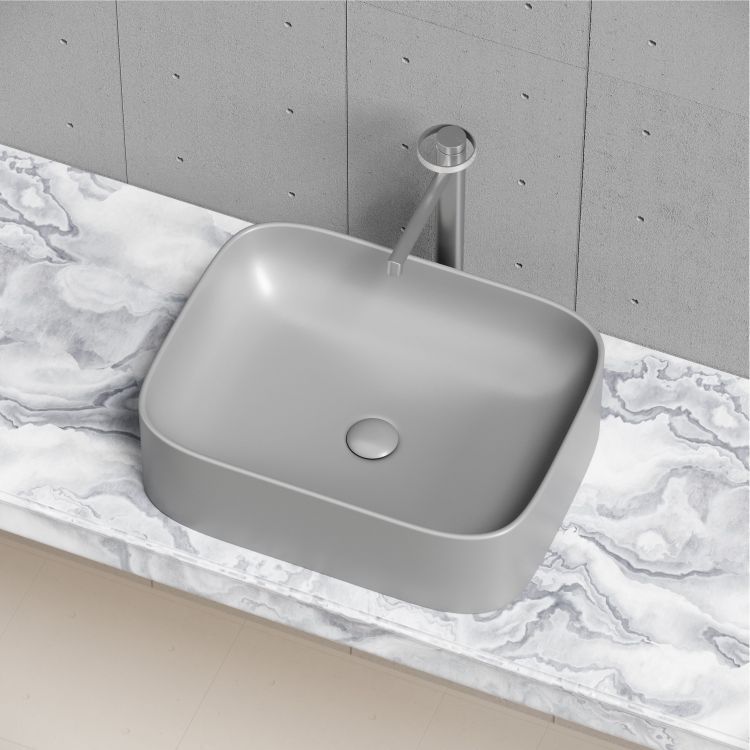 Умывальник чаша SANCOS Element накладная прямоугольная (цвет Антрацит Матовый) 505x380x150мм, CN6052MH