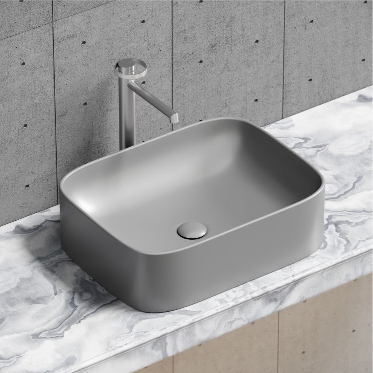 Умывальник чаша SANCOS Element накладная прямоугольная (цвет Антрацит Матовый) 505x380x150мм, CN6052MH