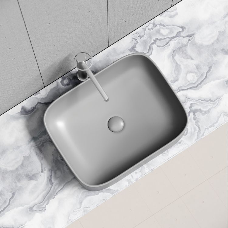 Умывальник чаша SANCOS Element накладная прямоугольная (цвет Антрацит Матовый) 505x380x150мм, CN6052MH