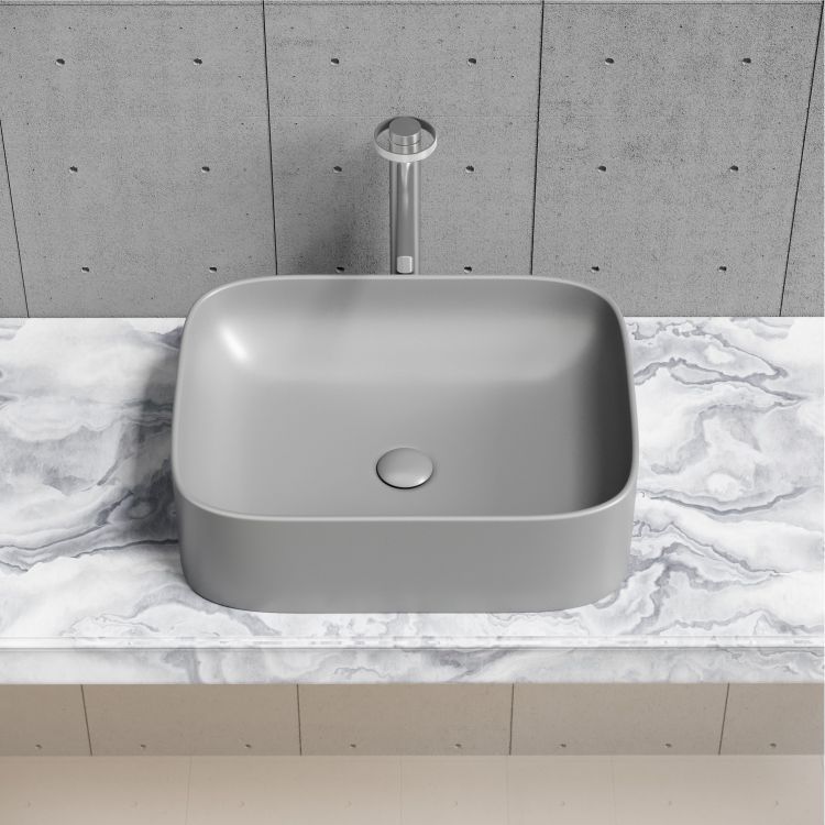 Умывальник чаша SANCOS Element накладная прямоугольная (цвет Антрацит Матовый) 505x380x150мм, CN6052MH