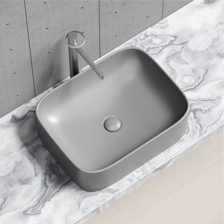 Умывальник чаша SANCOS Element накладная прямоугольная (цвет Антрацит Матовый) 505x380x150мм, CN6052MH