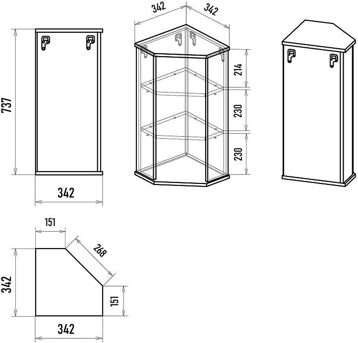 Зеркальный шкаф Misty Лилия 34 Э-Лил08034-014бф угловой Белый
