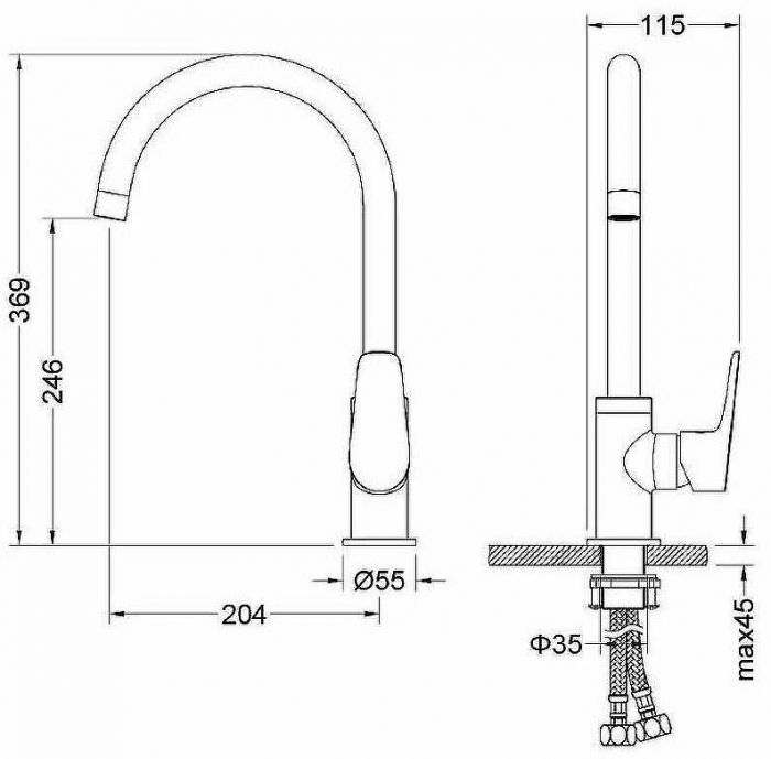 Смеситель для кухни Aquatek Бетта AQ1182MB Черный матовый