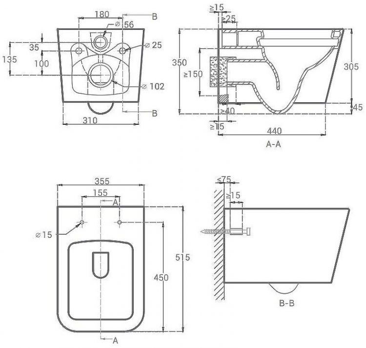 Унитаз Hansmann keramik Kvadro УНИ0003 подвесной Белый с сиденьем Микролифт