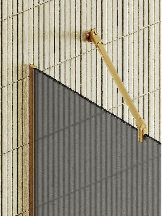 Душевая перегородка Maybah Glass MGD-736-3у 890x1950 в узком профиле Золото стекло графитовое матовое