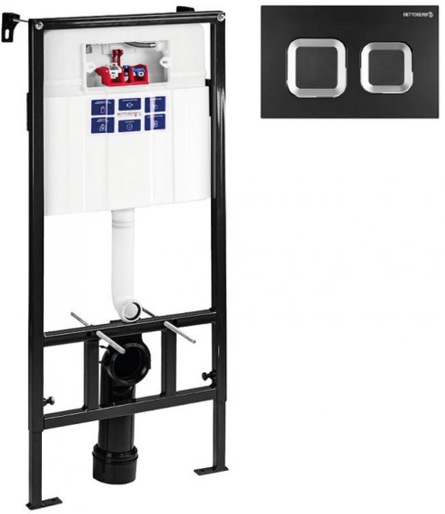 Инсталляция Bettoserb Sava Slim Superior SES40006487 для унитаза с клавишей смыва цвет Черный матовый Хром глянцевый