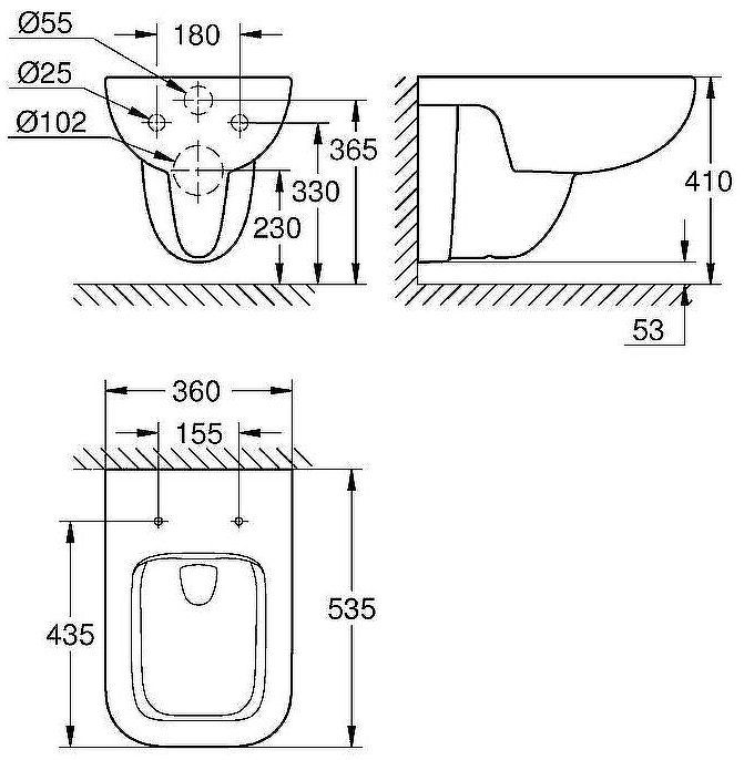 Унитаз Grohe BauEdge 39809000 подвесной без сиденья