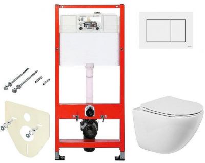 Комплект унитаза BelBagno Amanda BB051CHR+BB051SC с инсталляцией Tece Base 9400413 с сиденьем Микролифт и Белой клавишей смыва