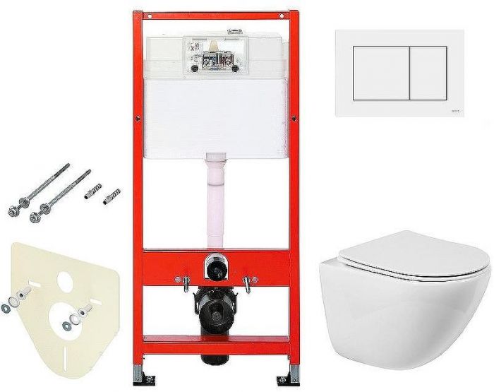 Комплект унитаза BelBagno Amanda BB051CHR+BB051SC с инсталляцией Tece Base 9400413 с сиденьем Микролифт и Белой клавишей смыва