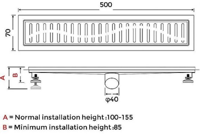Душевой лоток Gappo G85007-36 с Черной матовой решеткой