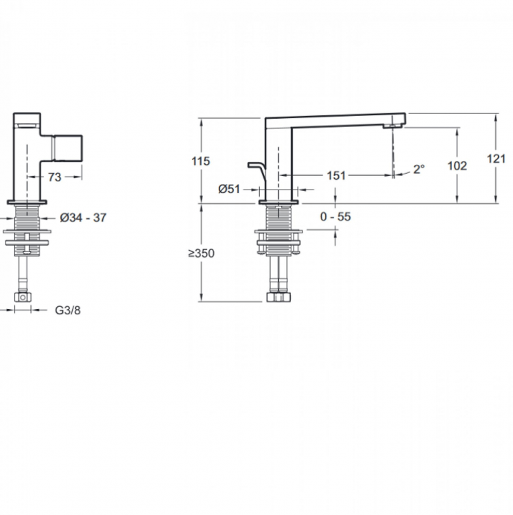 Смеситель для раковины Jacob Delafon Composed E73050-ND-CP