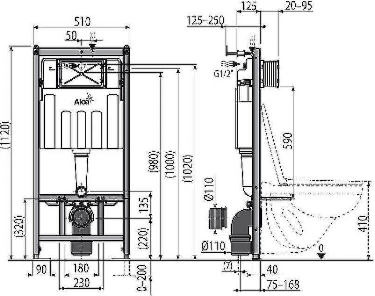 Комплект унитаза WellWant Tesoro WWU01111W с инсталляцией Alcaplast Sadromodul AM101/1120-3:1 RU M71-0001 с сиденьем Микролифт и клавишей смыва Хром