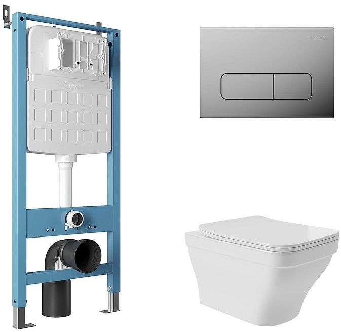 Комплект унитаза с инсталляцией Aqueduto Esteta AQDS160 цвет Белый с сиденьем Микролифт и клавишей смыва цвет Хром
