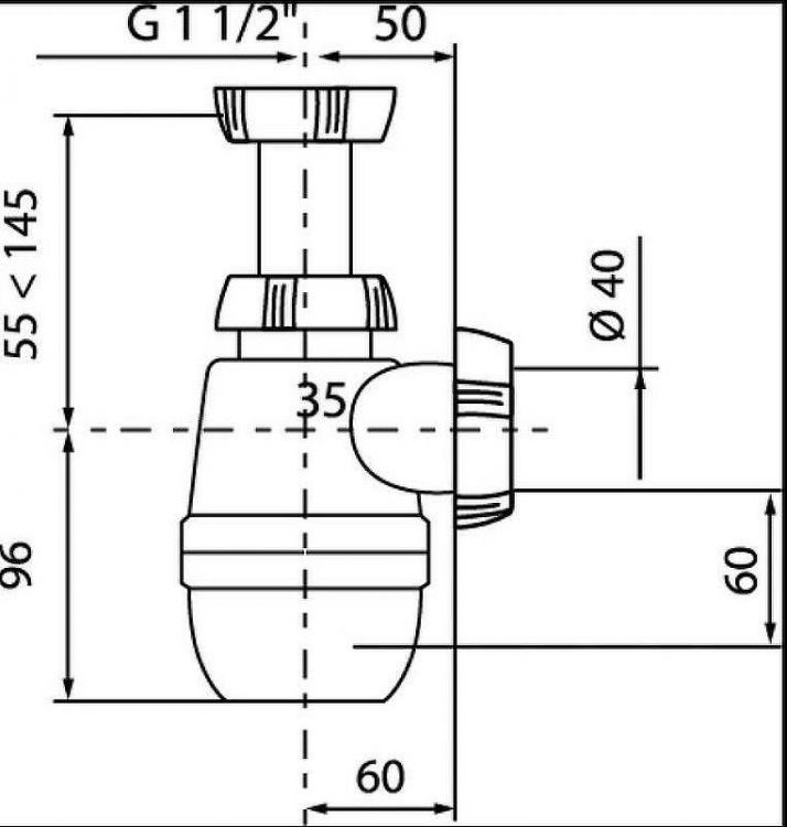 Сифон для кухонной мойки Wirquin Минор 30718023 без выпуска