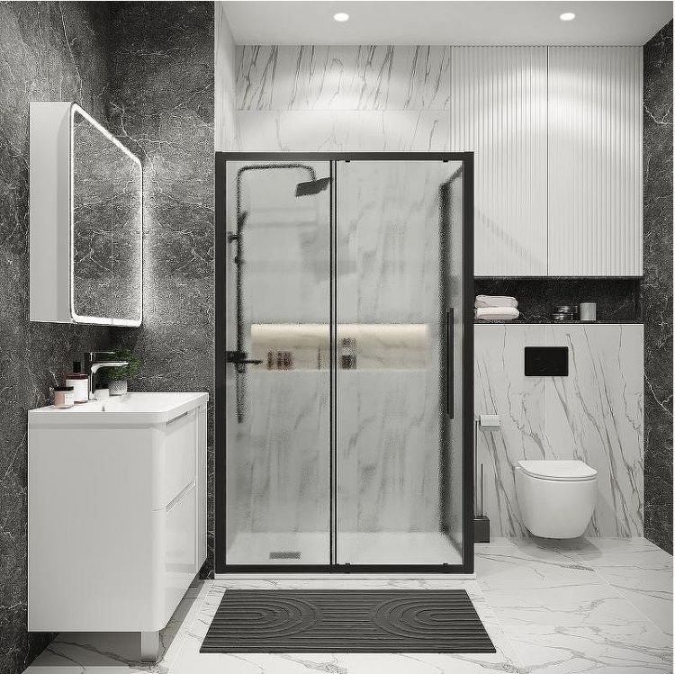 Душевой уголок Grossman Cosmo 110х80 120.K33.02.1180.21.02 профиль Черный матовый стекло шиншилла Душевой уголок Grossman Cosmo 110х80 120.K33.02.1180.21.02 профиль Черный матовый стекло шиншилла