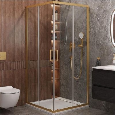 Душевой уголок Cezares Molveno 100x100 MOLVENO-A-2-100-C-BORO-IV профиль Брашированное золото стекло прозрачное