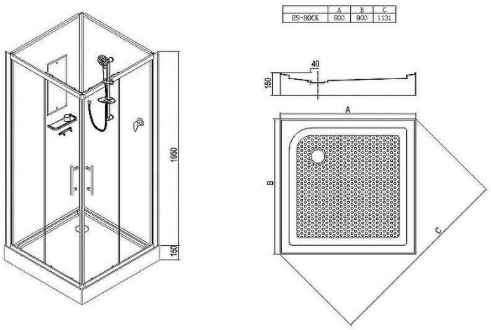 Душевая кабина Esbano ES-80CK 80x80 ESKB80CK без гидромассажа
